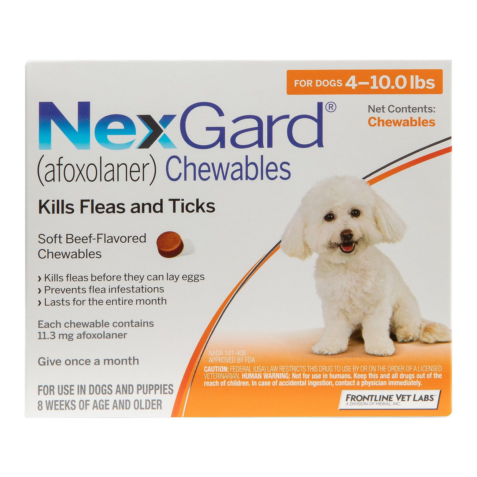 Nexgard For Small Dogs 4-10lbs Orange 12 Chews