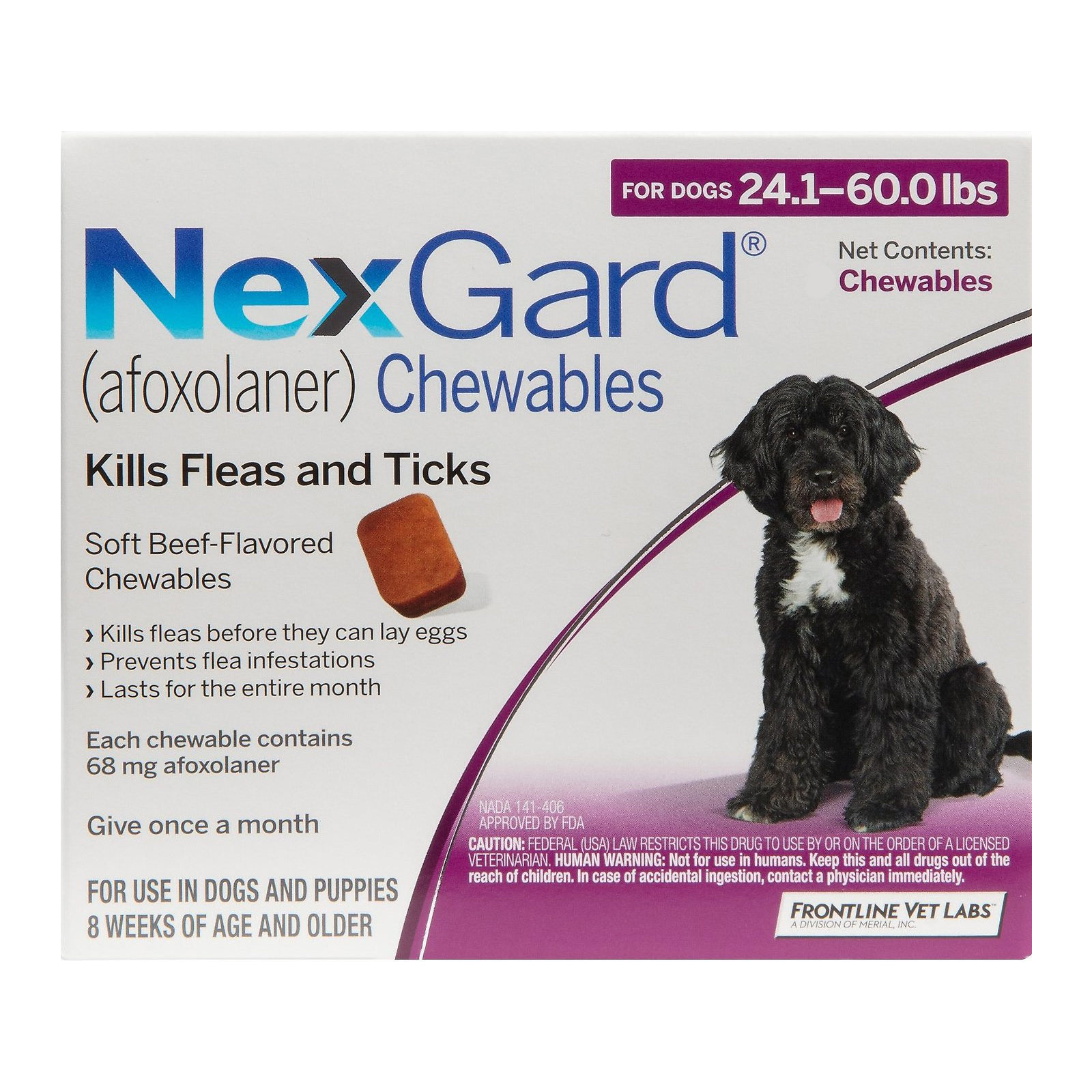 Nexgard For Large Dogs 24.1-60 Lbs Purple 6 Chews