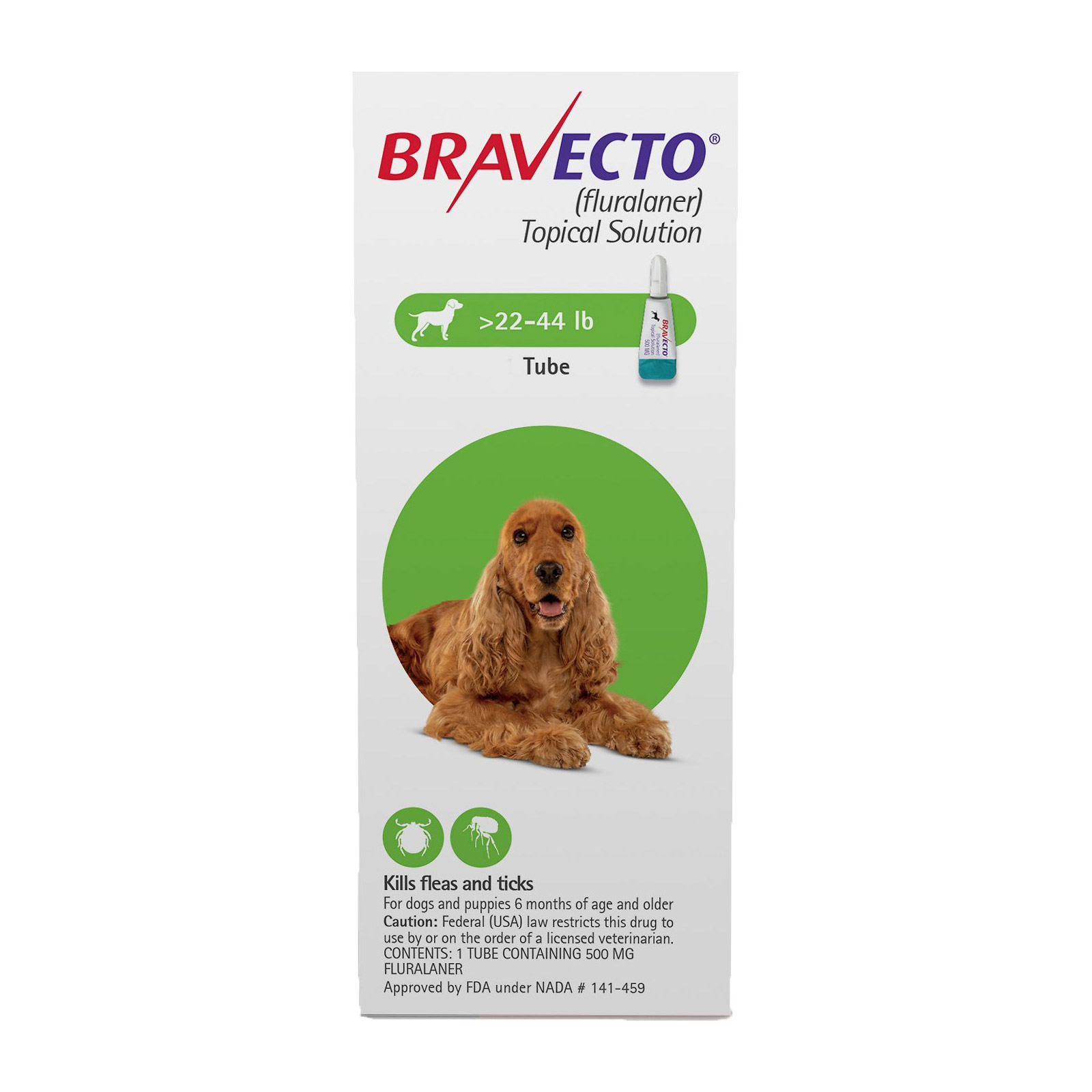 Bravecto Topical For Medium Dogs 22 - 44 Lbs Green 2 Doses