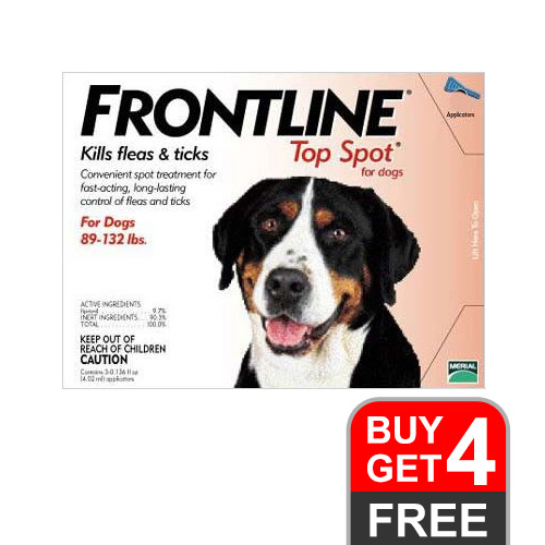Frontline Top Spot Extra Large Dogs 89-132lbs Red 4 + 4 Free