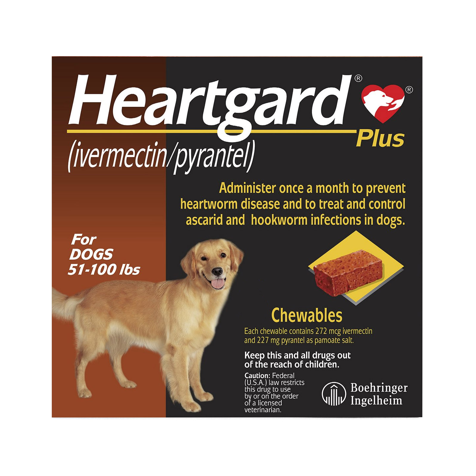 Heartgard Plus For Large Dog 51-100lbs Brown 12 Doses