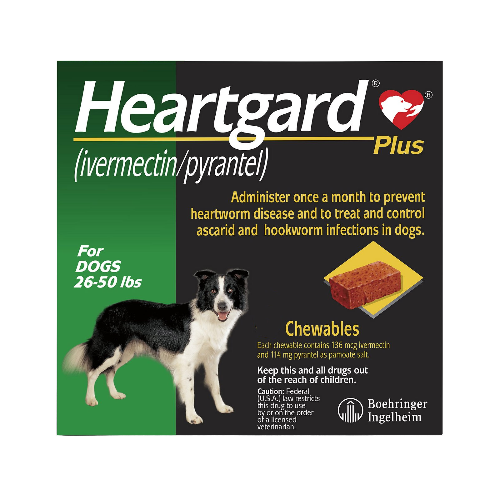Heartgard Plus For Medium Dogs 26-50lbs Green 12 Doses