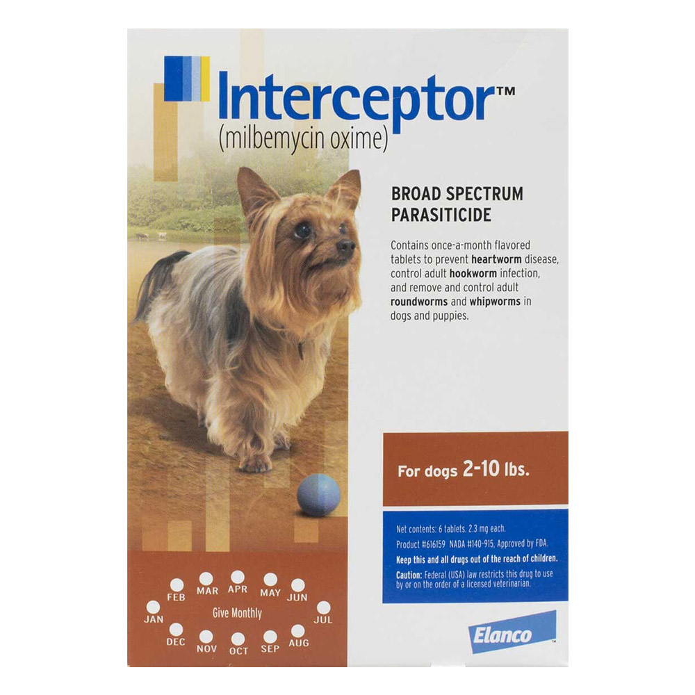 Interceptor For Extra Small Dogs 2-10 Lbs Brown 12 Chews