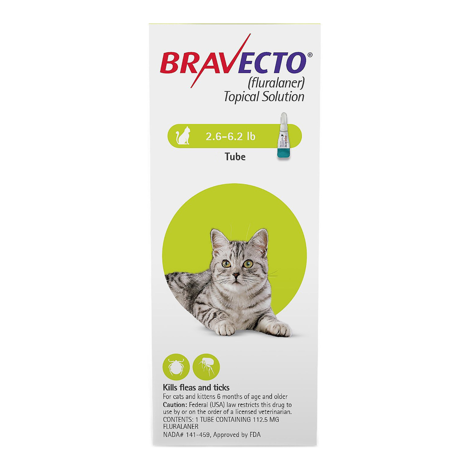 Bravecto Spot-On For Small Cats 2.6 Lbs - 6.2 Lbs 2 Pack