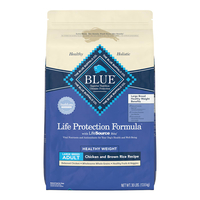 Blue Buffalo Blue Life Protection Formula Natural Adult Large Breed Healthy Weight Chicken and Brown Rice Dry Dog Food, 30 lbs., 30-lb bag