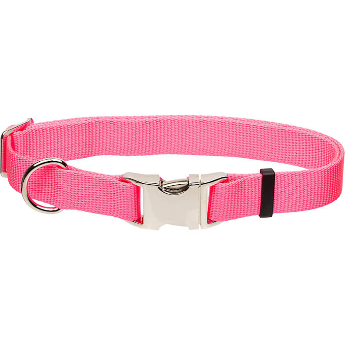 Coastal Pet Products Personalized Neon Pink Adjustable Dog Collar with Metal Buckle, Large