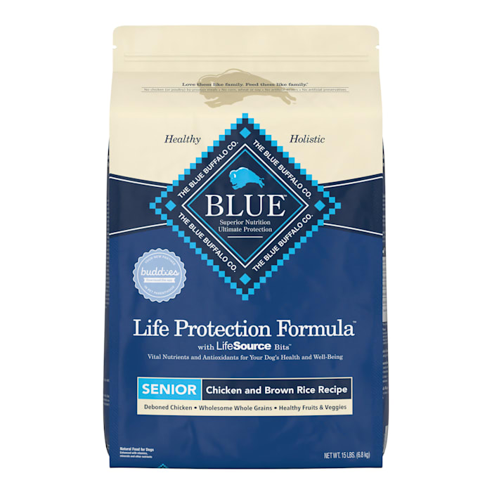 Blue Buffalo Blue Blue Life Protection Formula Senior Chicken & Brown Rice Natural Senior Dry Dog Food, 15 lbs.
