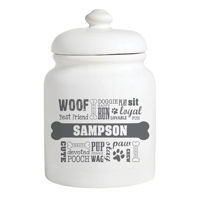 Custom Personalization Solutions Personalized Dog Words Treat Jar Gray, Black