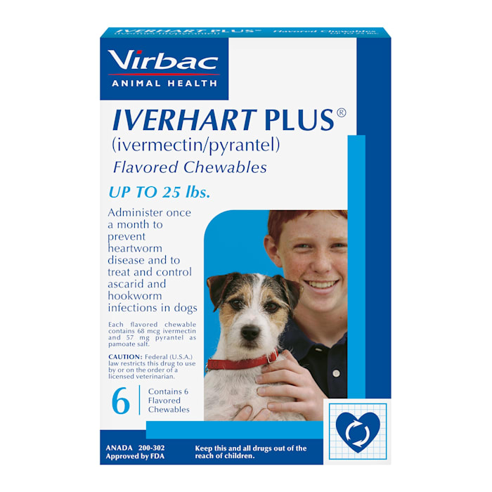 Iverhart Plus Chewable Tablets for Dogs Up to 25 lbs, 6 Month Supply
