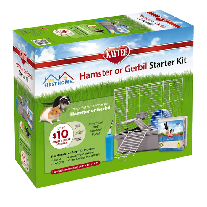Kaytee My First Home Hamster or Gerbil Starter Kit, 13.5" L X 11" W X 14.5" H, Small, Multi-Color