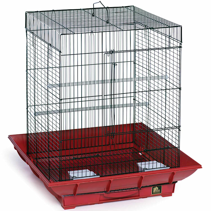 Prevue Pet Products Clean Life Series Red & Black Bird Cage, 18" L X 18" W X 24" H