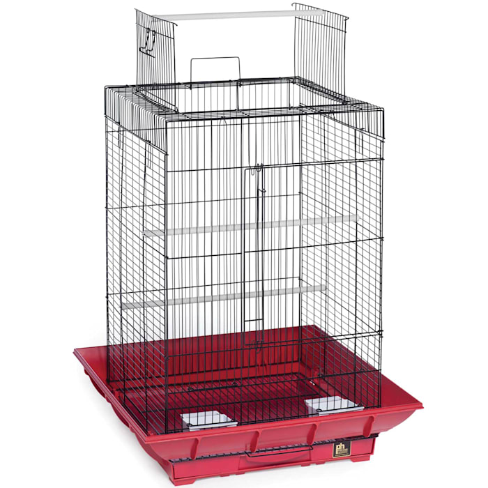 Prevue Pet Products Clean Life Series Red & Black Playtop Bird Cage, 18" L X 18" W X 27" H