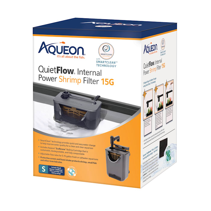 Aqueon QuietFlow SmartClean Internal Shrimp Filter, 15 Gallons