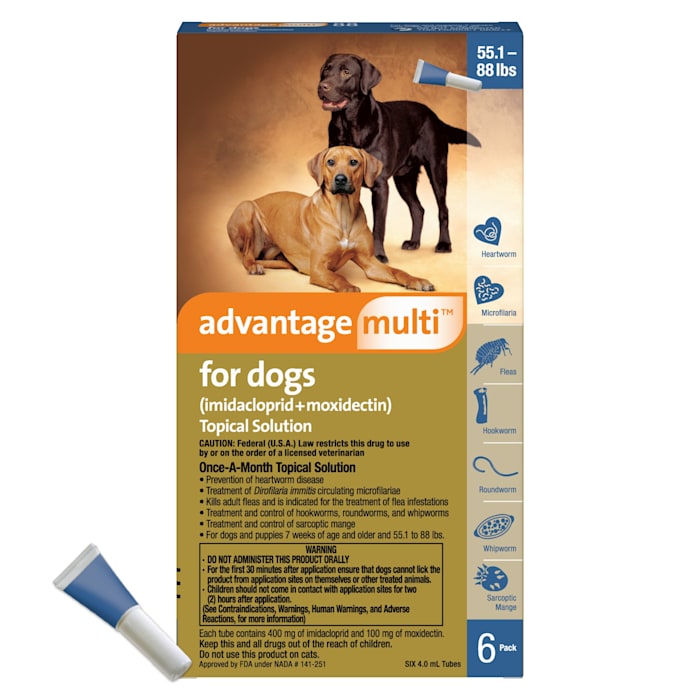 Advantage Multi Topical Solution for Dogs 55.1 to 88 lbs, 6 Month Supply
