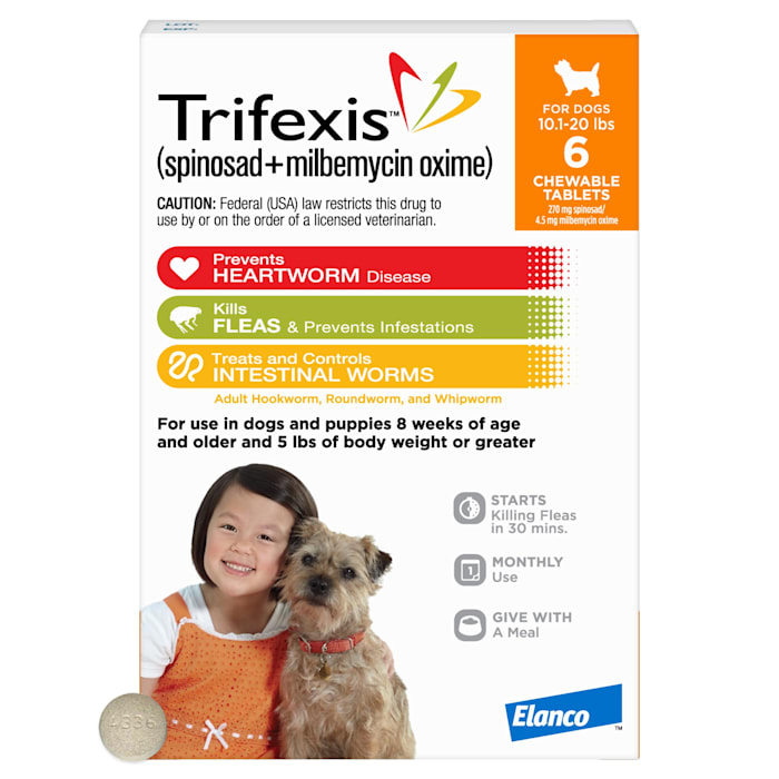 Trifexis Chewable Tablets for Dogs 10.1 to 20 lbs, 6 Month Supply