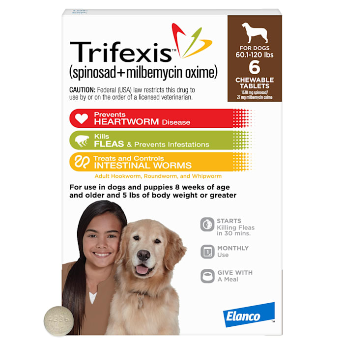 Trifexis Chewable Tablets for Dogs 60.1 to 120 lbs, 6 Month Supply