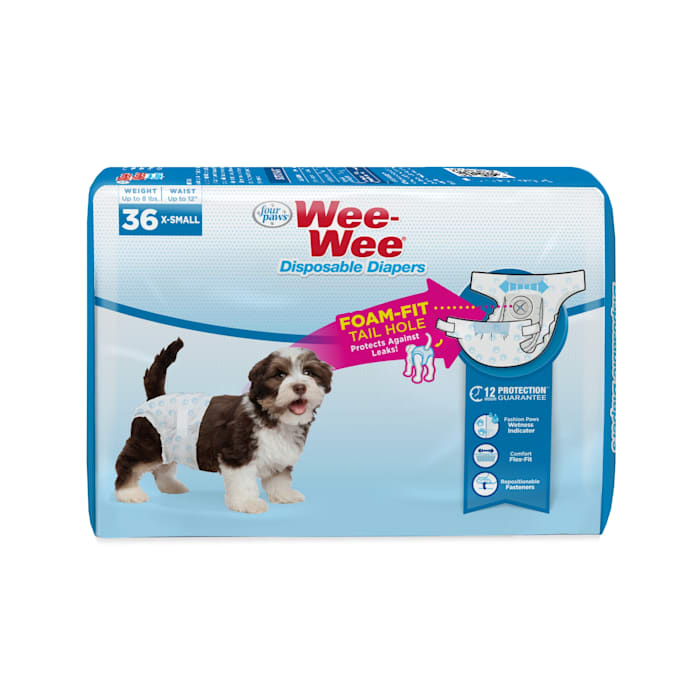 Wee-Wee Disposable Diapers for Dogs, X-Small, Count of 36