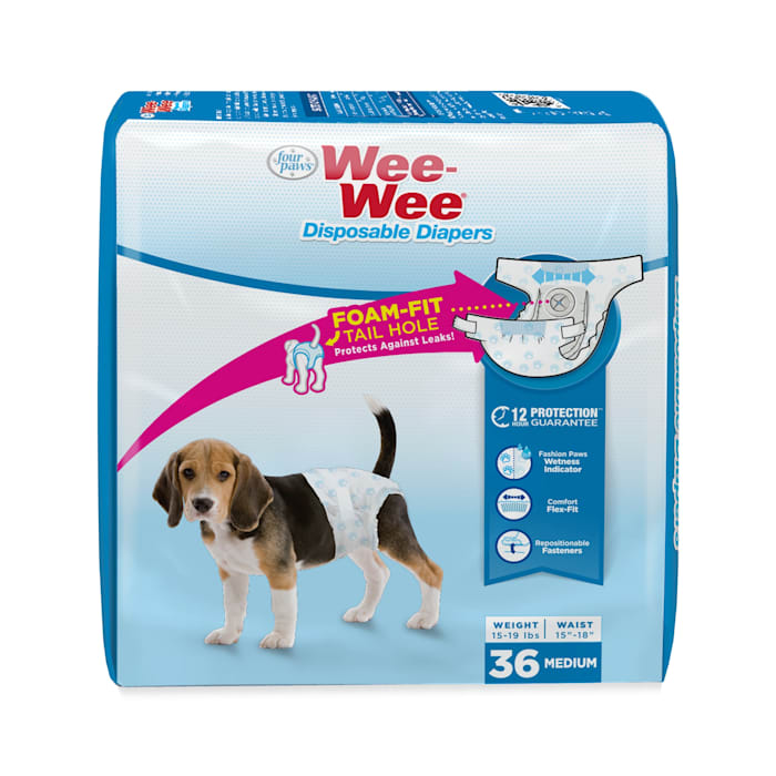 Wee-Wee Disposable Diapers for Dogs, Medium, Count of 36