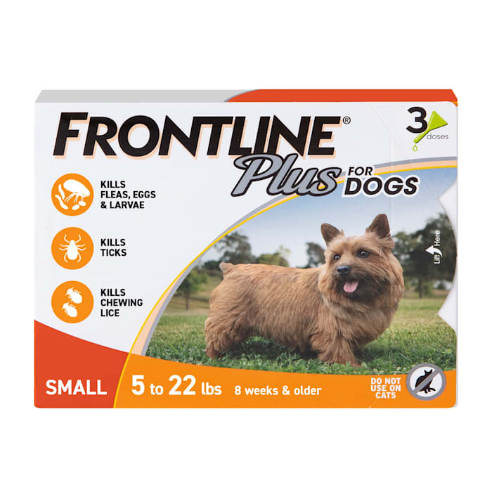 FRONTLINE Plus Flea and Tick Treatment for Small Dogs Upto 5 to 22 lbs., 3 Treatments