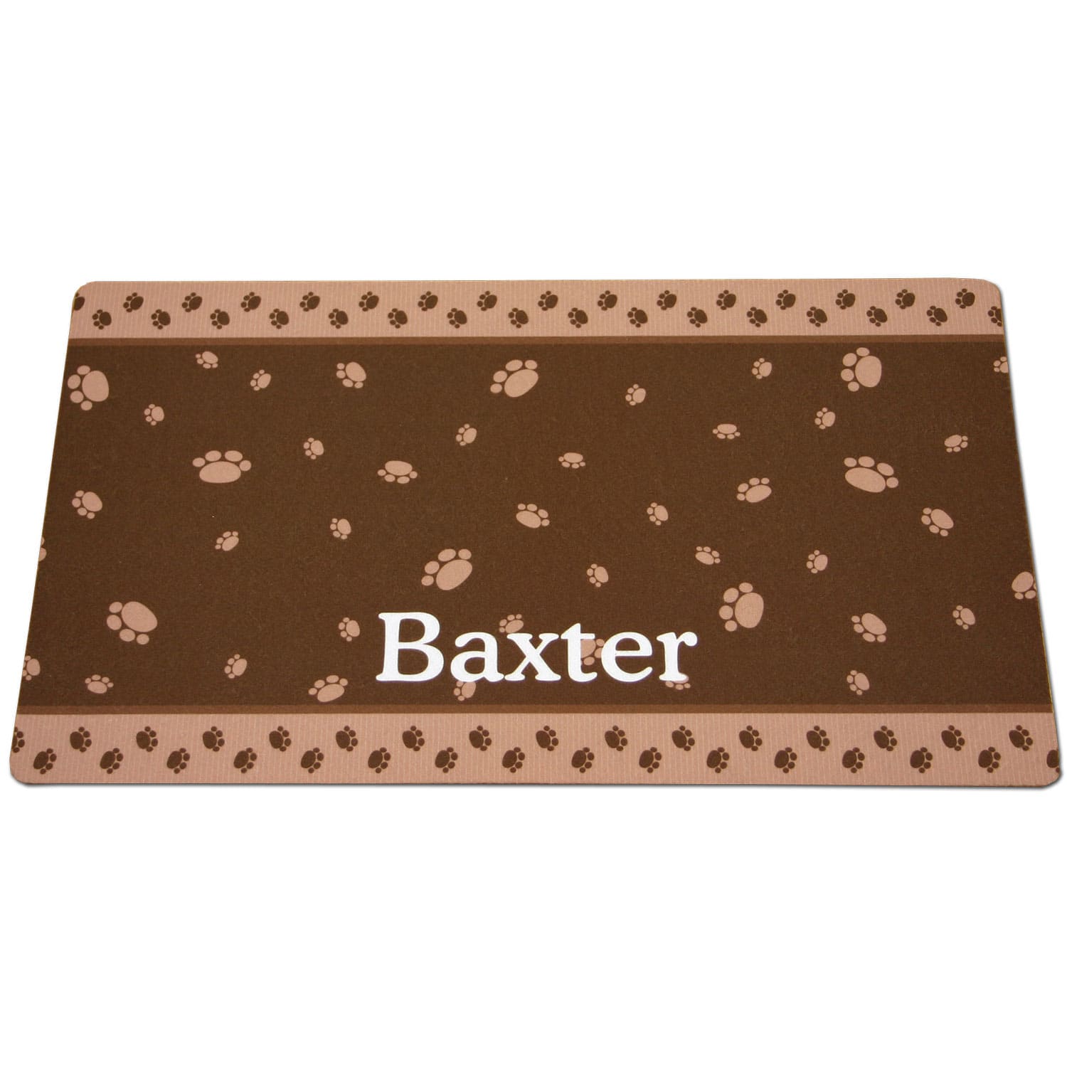 Drymate Brown & Tan Paw Border Personalized Cat Litter Box Mat
