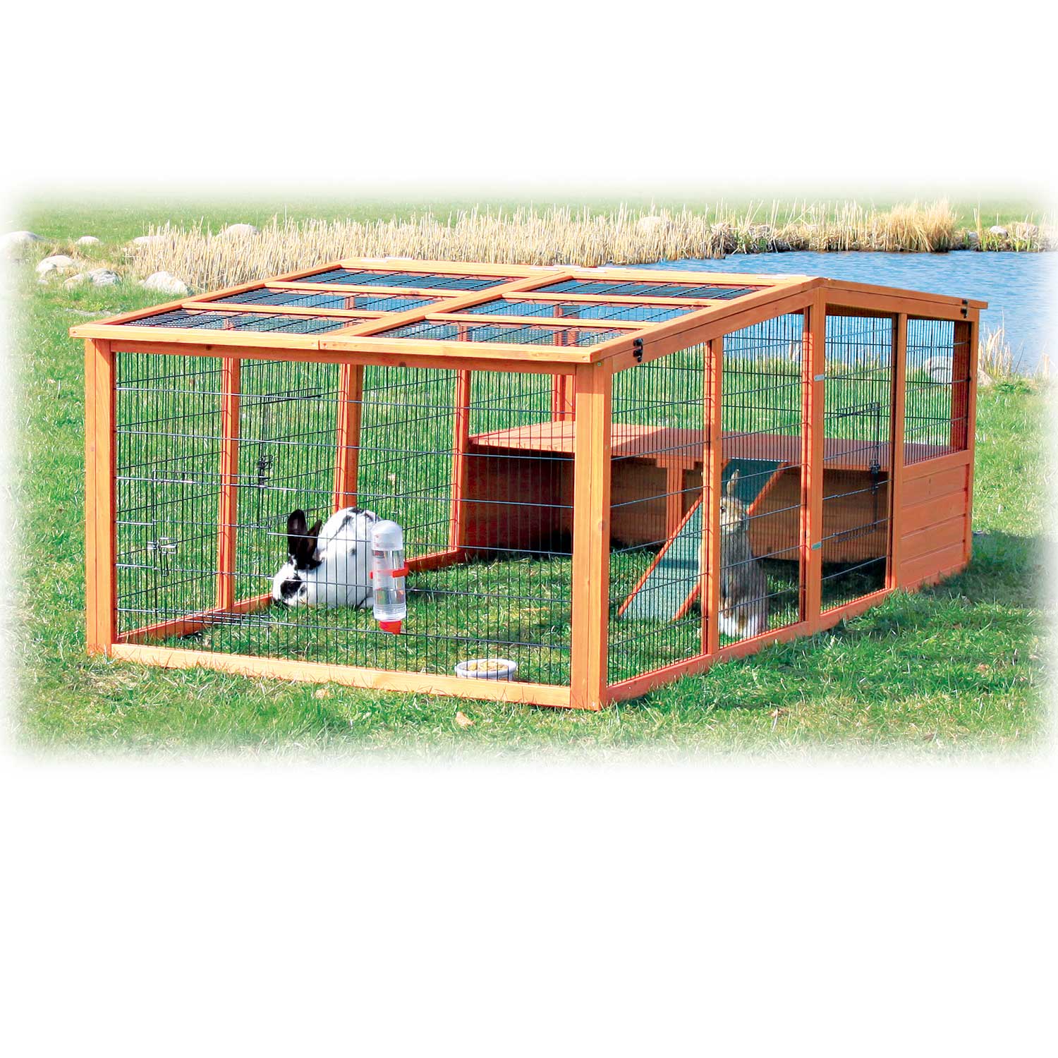 TRIXIE Natura Peaked Roof Outdoor Rabbit Run with Shelter