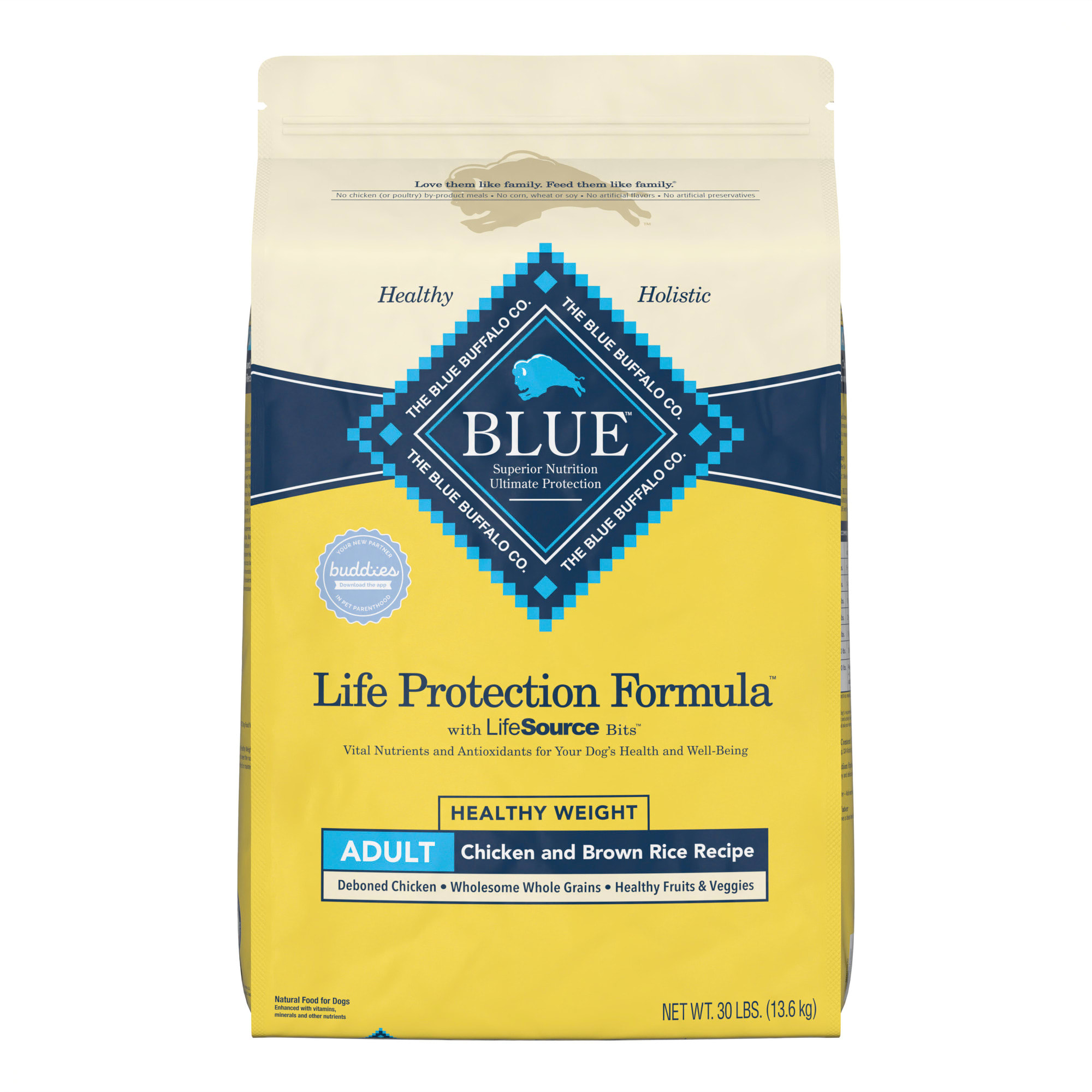 Blue Buffalo Life Protection Formula Natural Adult Healthy Weight Chicken and Brown Rice Dry Dog Food, 30 lbs.