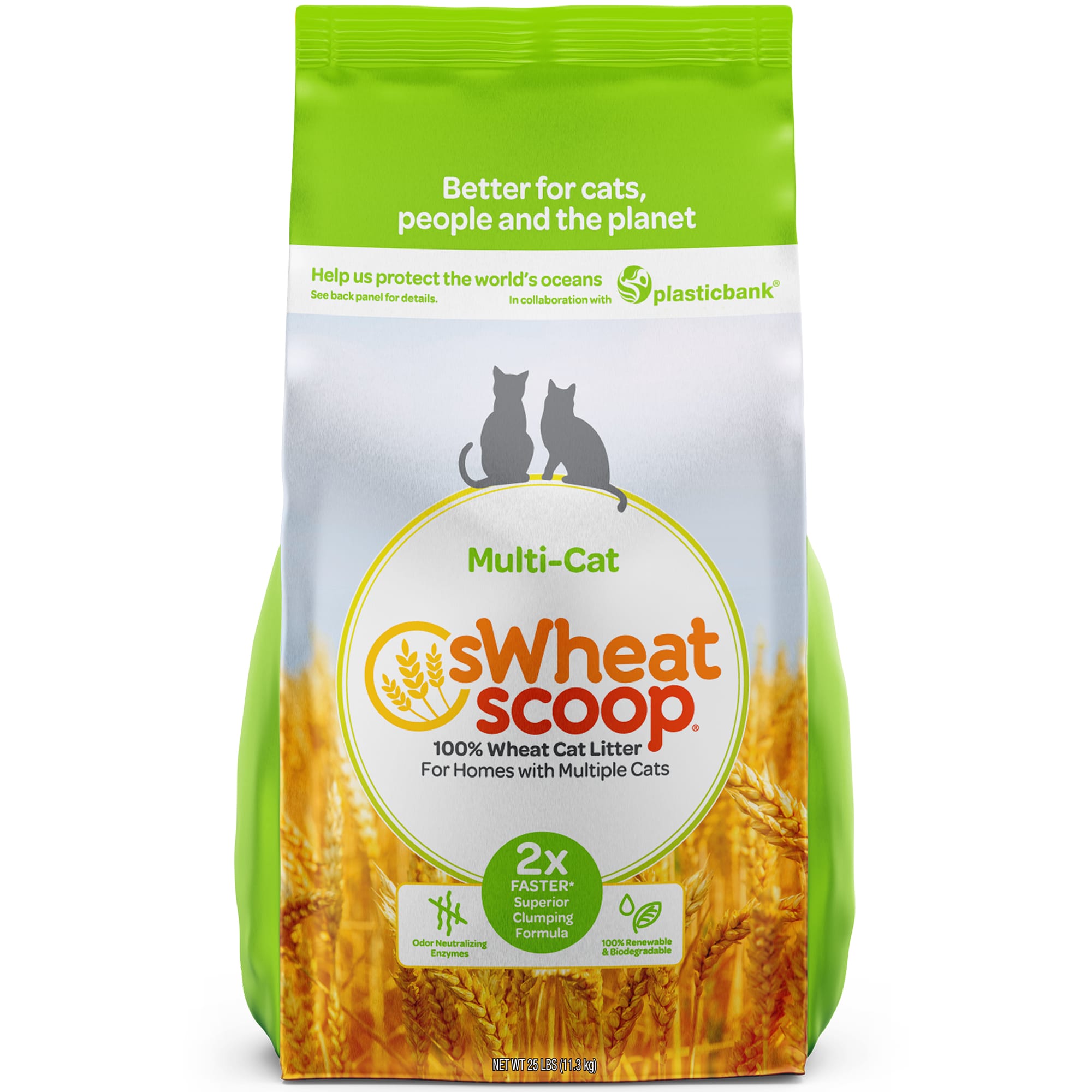 Swheat Scoop Unscented Scoopable Multi-Cat Litter, 25 lbs.