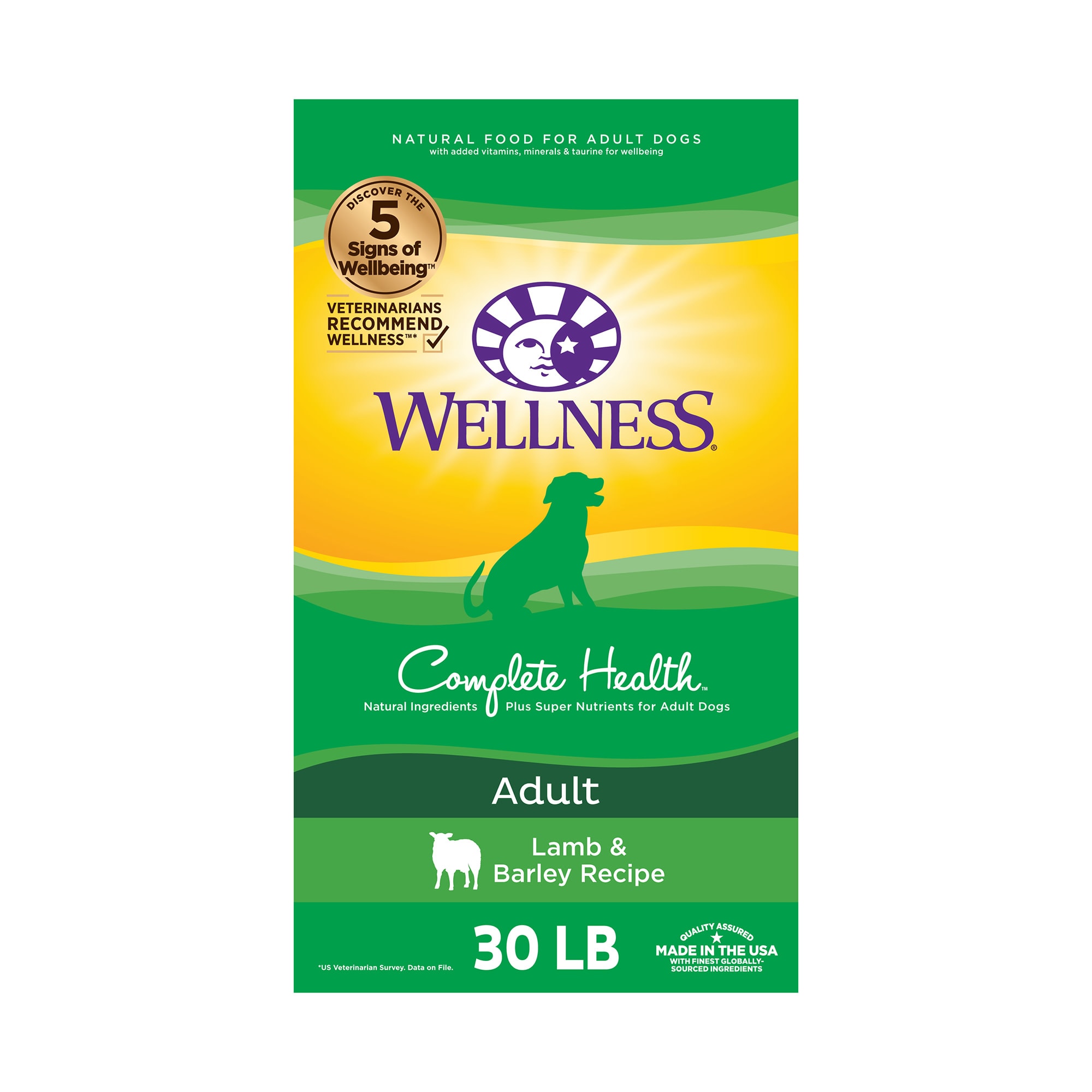 Wellness Complete Health Natural Lamb, Barley Meal Recipe Dry Dog Food, 30 lbs.