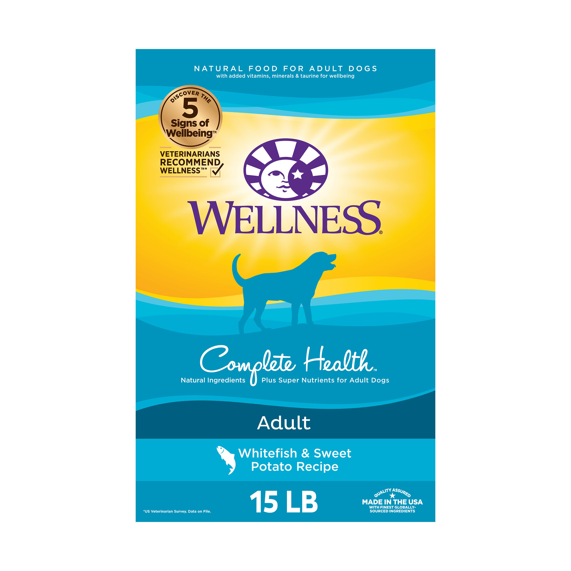 Wellness Complete Health Natural Whitefish & Sweet Potato Recipe Dry Dog Food, 15 lbs.