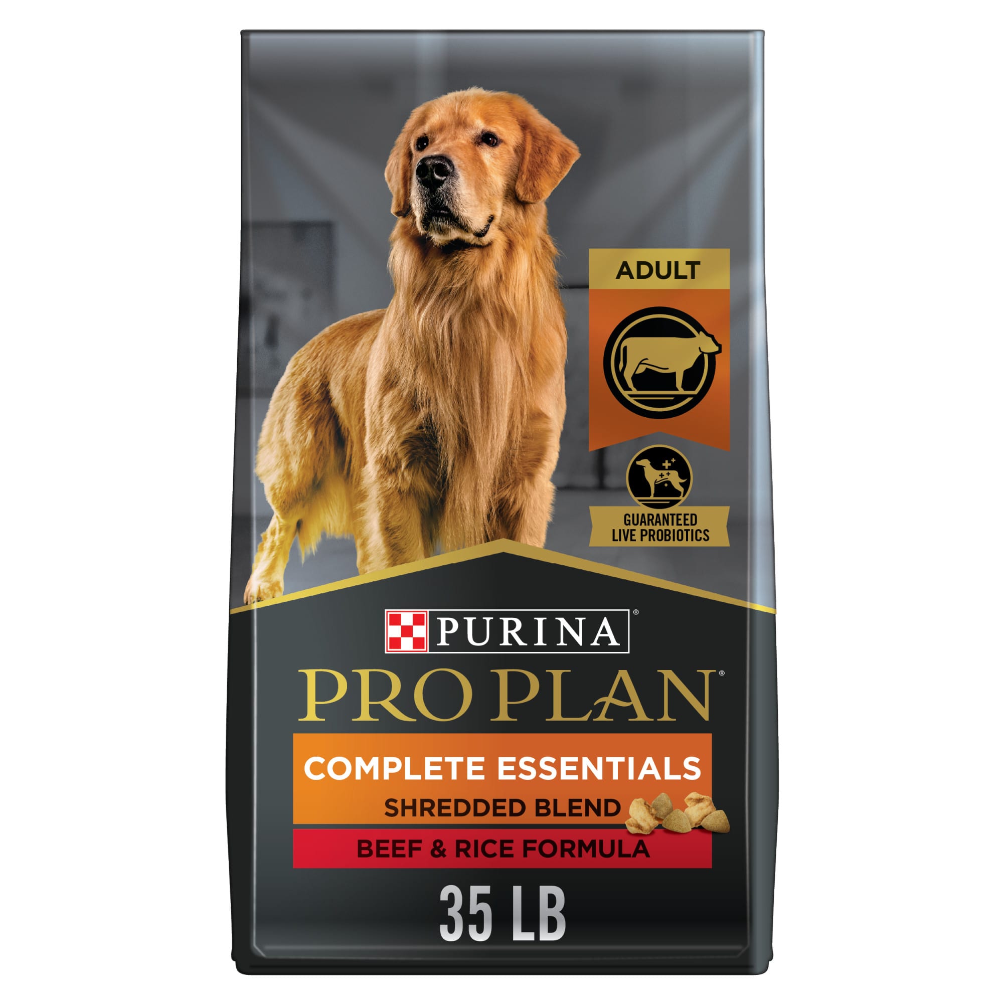 Purina Pro Plan High Protein with Probiotics Shredded Blend Beef & Rice Formula Dry Dog Food, 35 lbs.