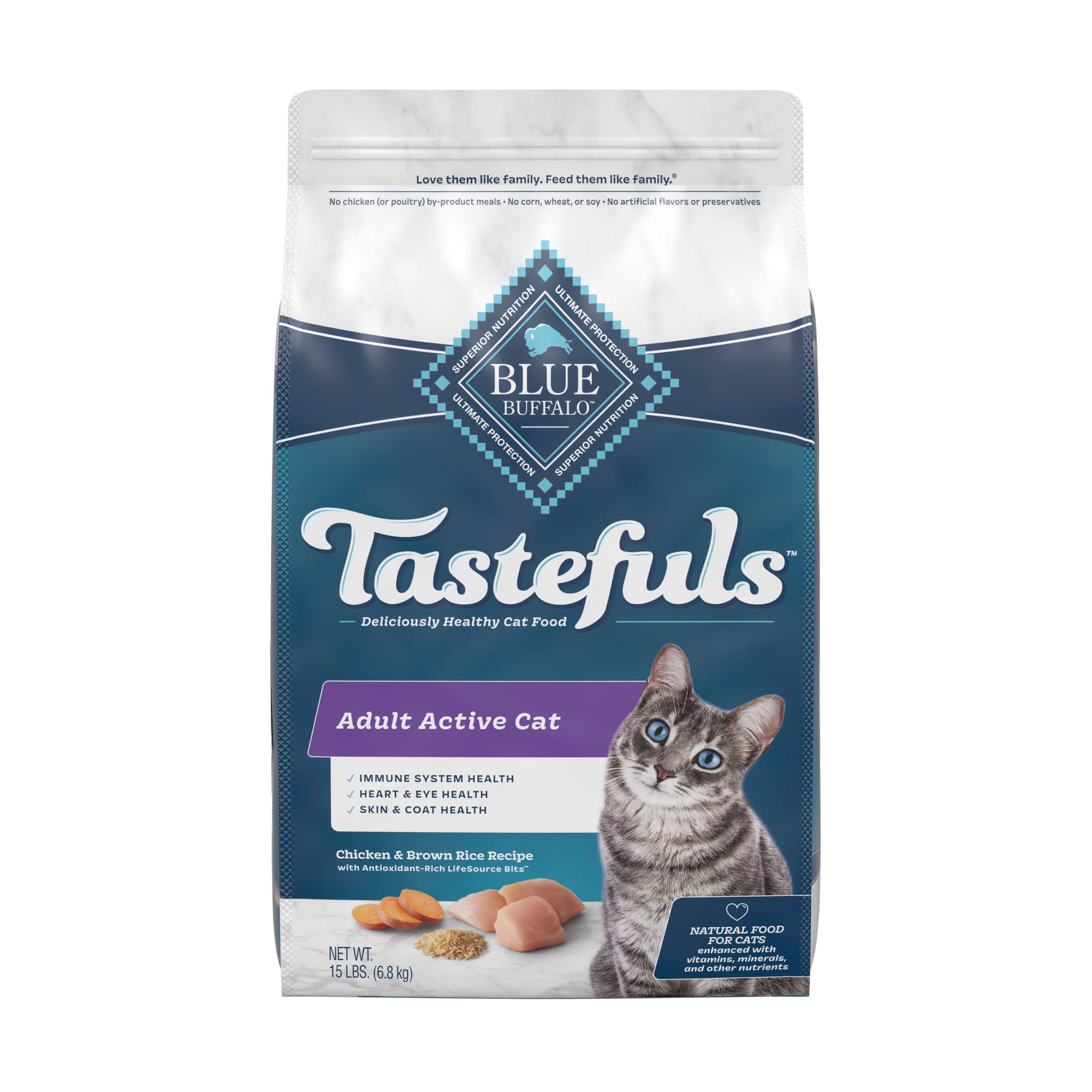 Blue Buffalo Blue Tastefuls Chicken and Brown Rice Recipe Adult Active Natural Dry Cat Food