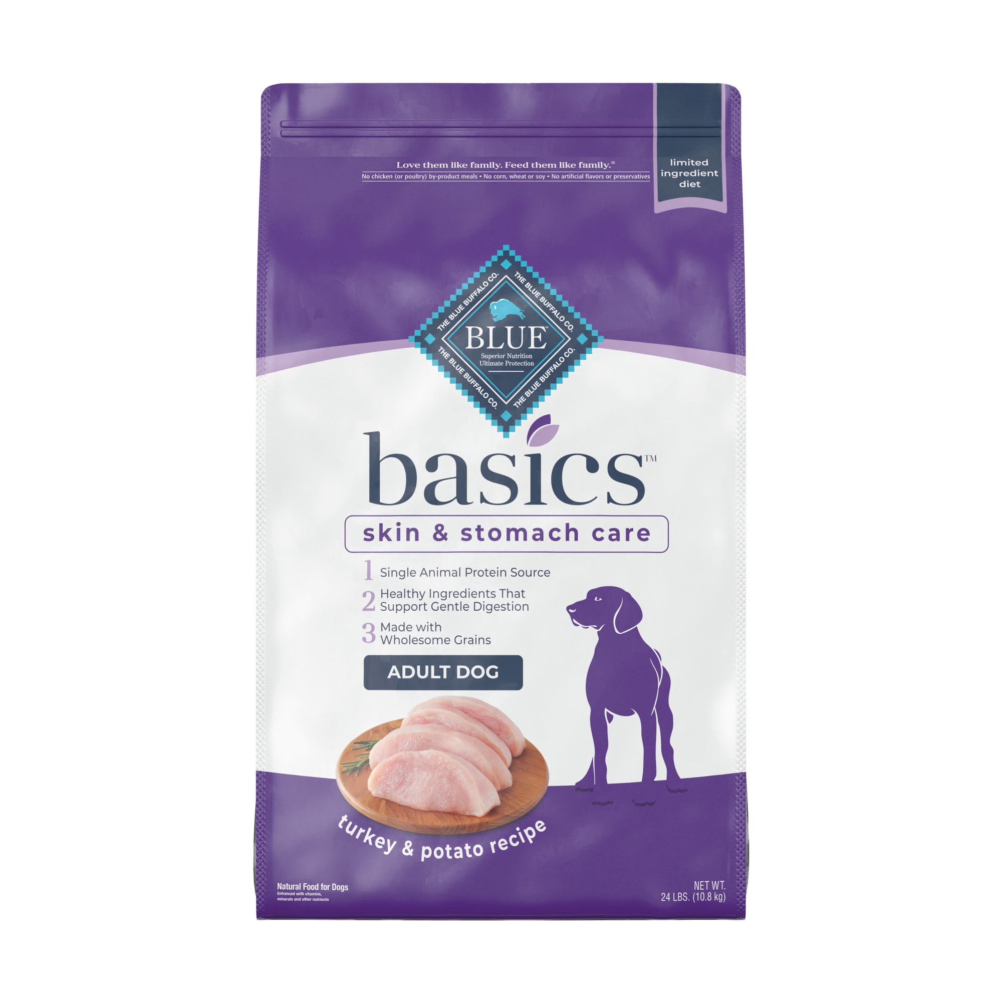 Blue Buffalo Blue Basics Skin & Stomach Care Natural Adult Turkey & Potato Dry Dog Food