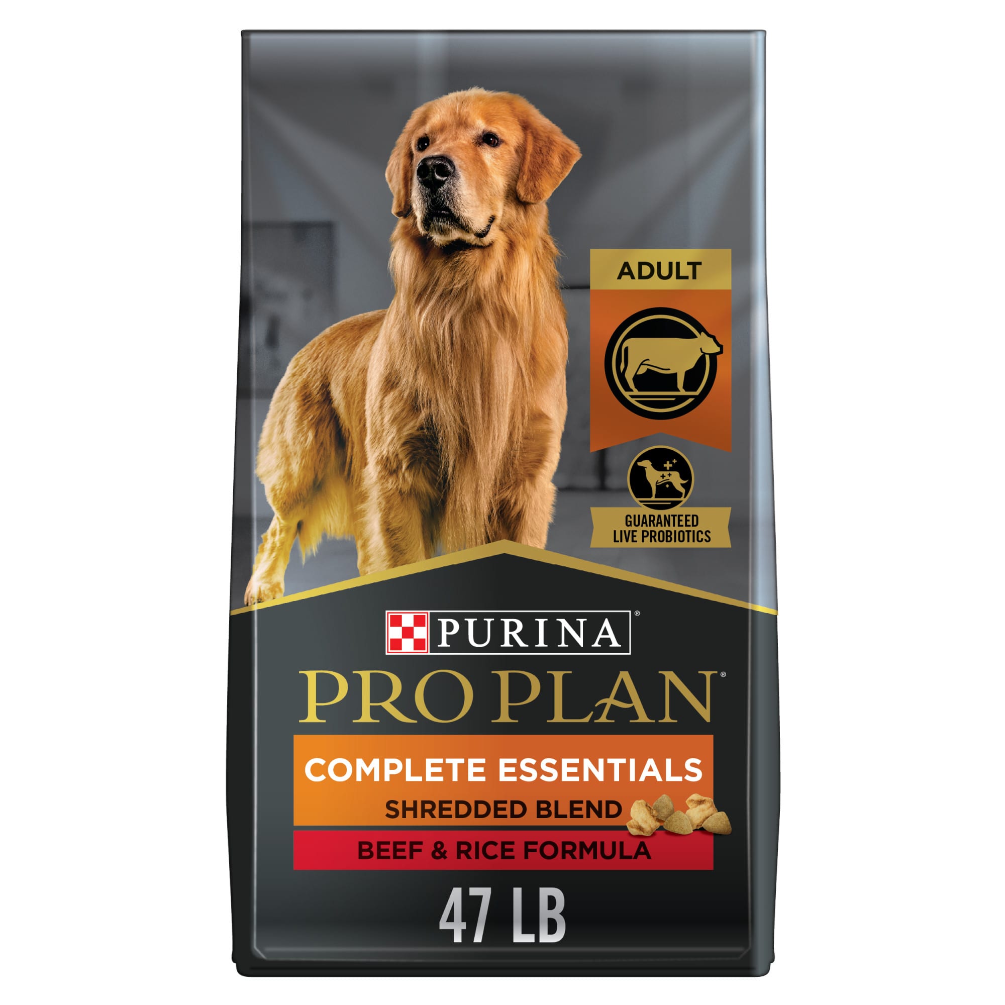 Purina Pro Plan High Protein with Probiotics Shredded Blend Beef & Rice Formula Dry Dog Food, 47 lbs.