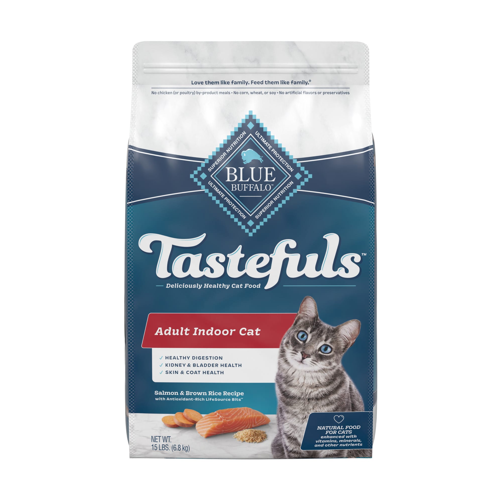 Blue Buffalo Blue Tastefuls Salmon and Brown Rice Recipe Adult Indoor Natural Dry Cat Food