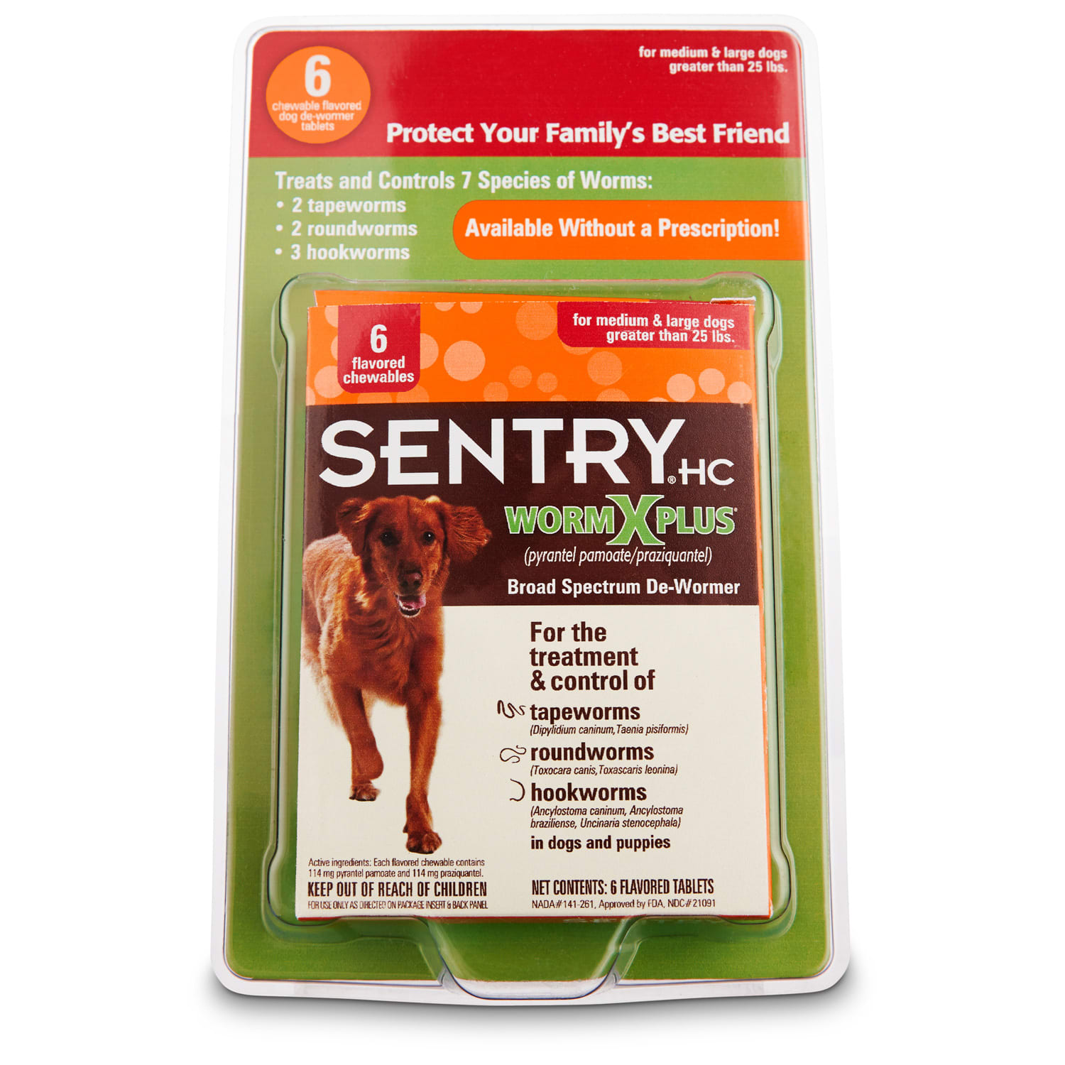 Sentry HC WormX Plus Flavored De-Wormer Chewables for Dogs
