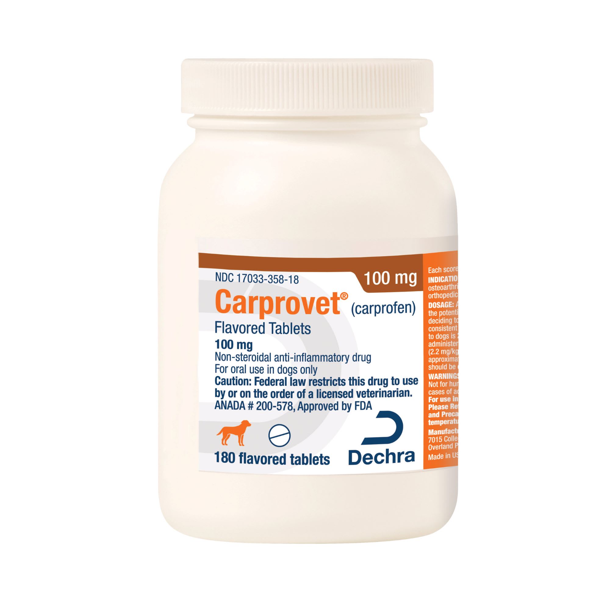 Carprovet (Carprofen) Flavored Tablets 100 mg, 180 Count, 180 CT