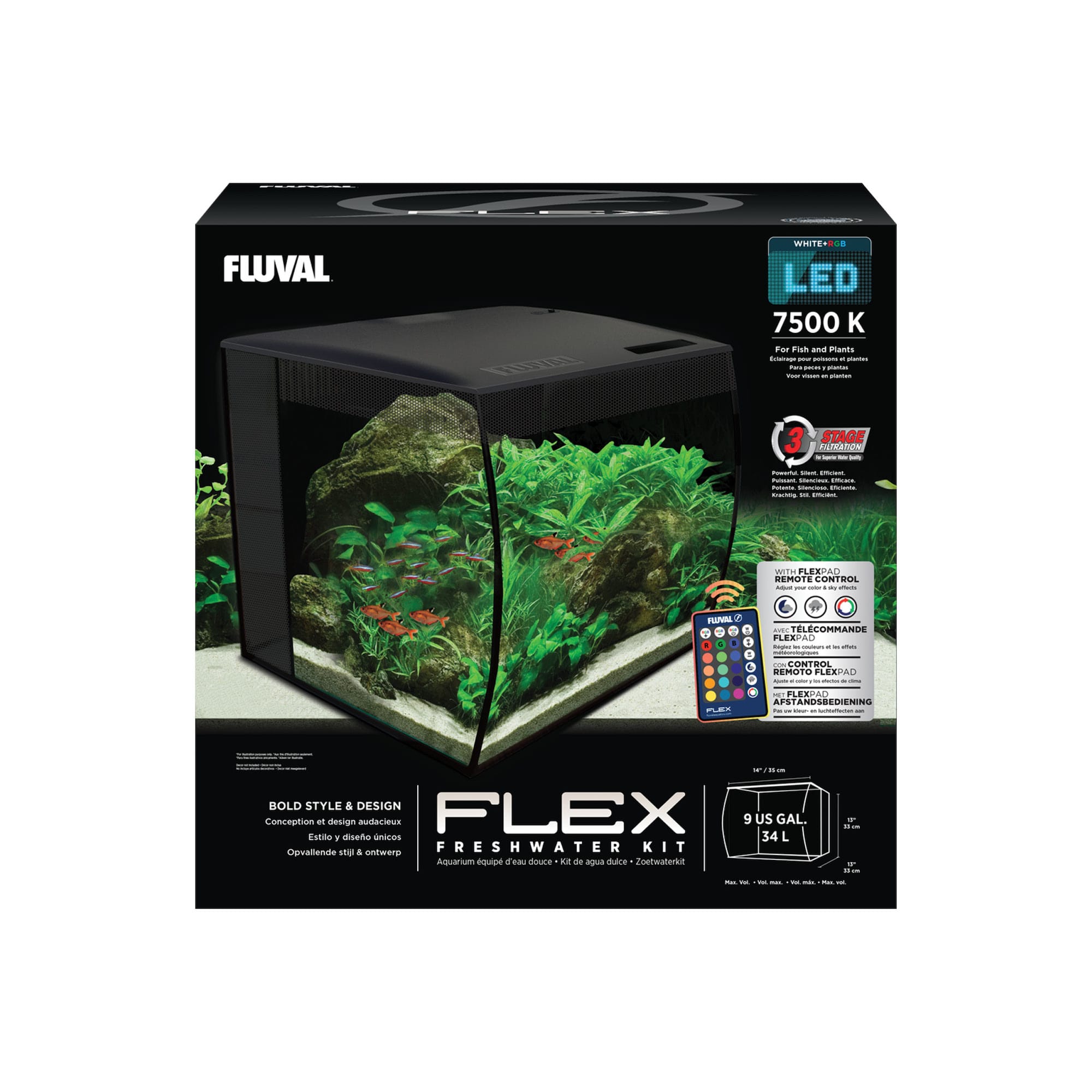 Fluval Black 9 Gallon Flex Aquarium Kit