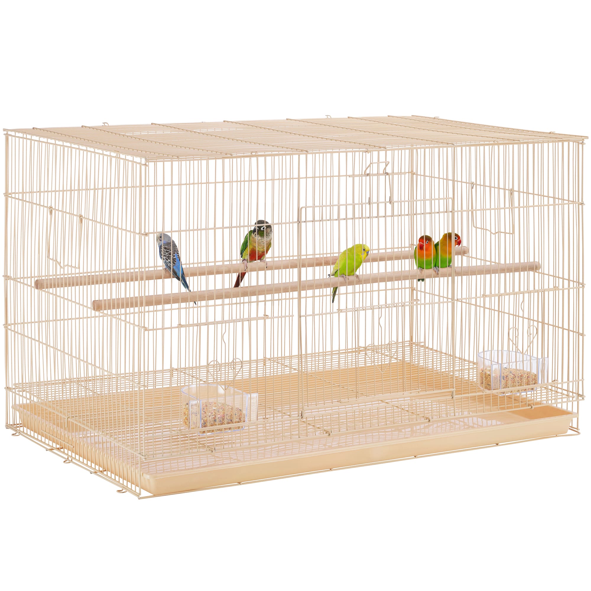 Topeakmart Almond 18" Flight Cage with Slide-Out Tray for Birds