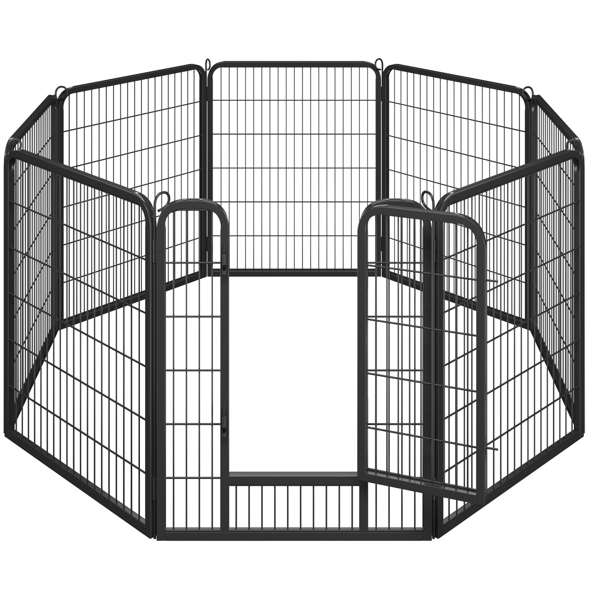 Topeakmart 8-Panel Metal Dog Wire Playpen for Outdoor Indoor, 65" L X 65" W X 40" H, Large - X-Tall, Black / Black