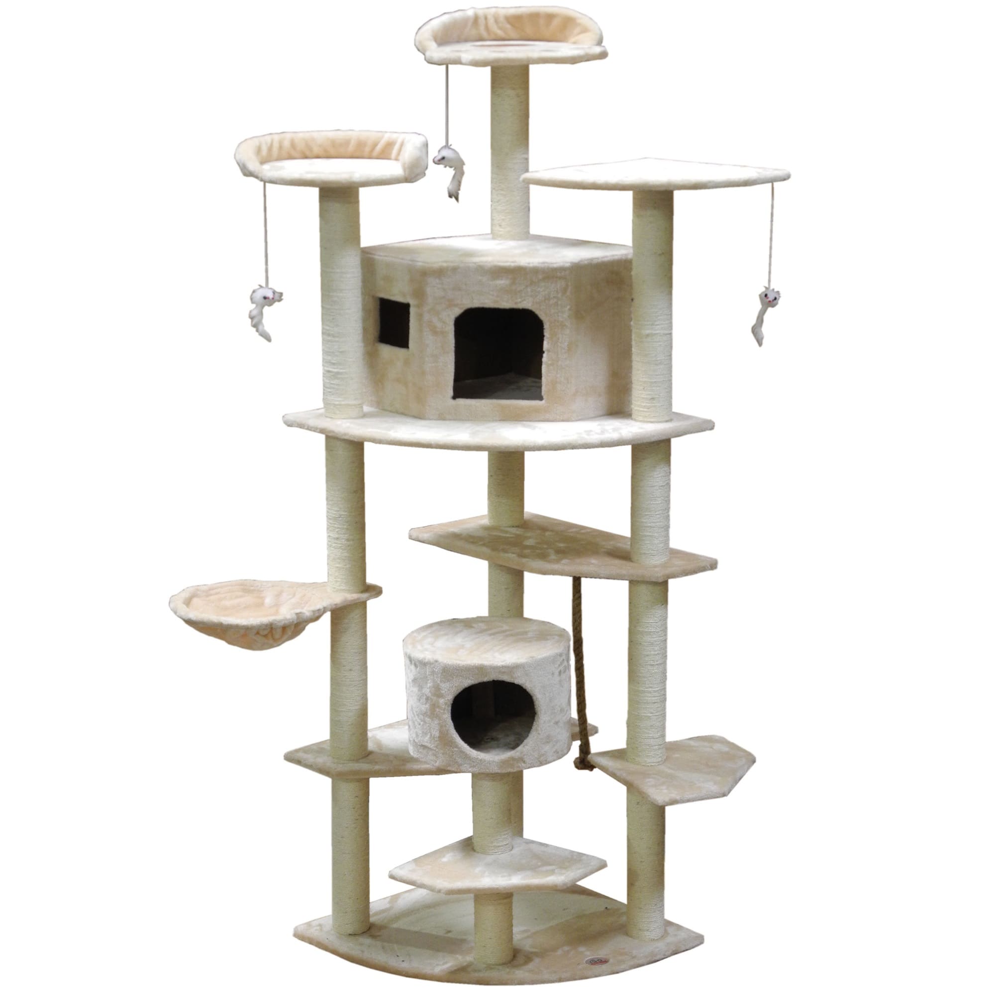 Go Pet Club Classic Beige Cat Tree House Furniture with Sisal Scratching Post