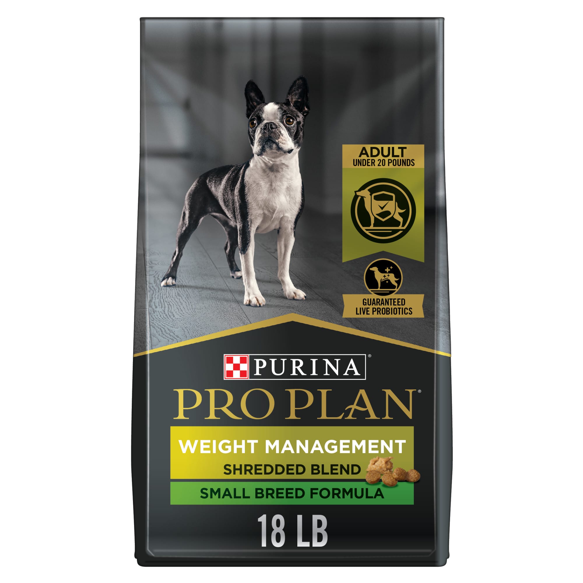 Purina Pro Plan Shredded Blend Chicken & Rice Formula Small Breed Weight Management Dry Dog Food, 18 lbs.
