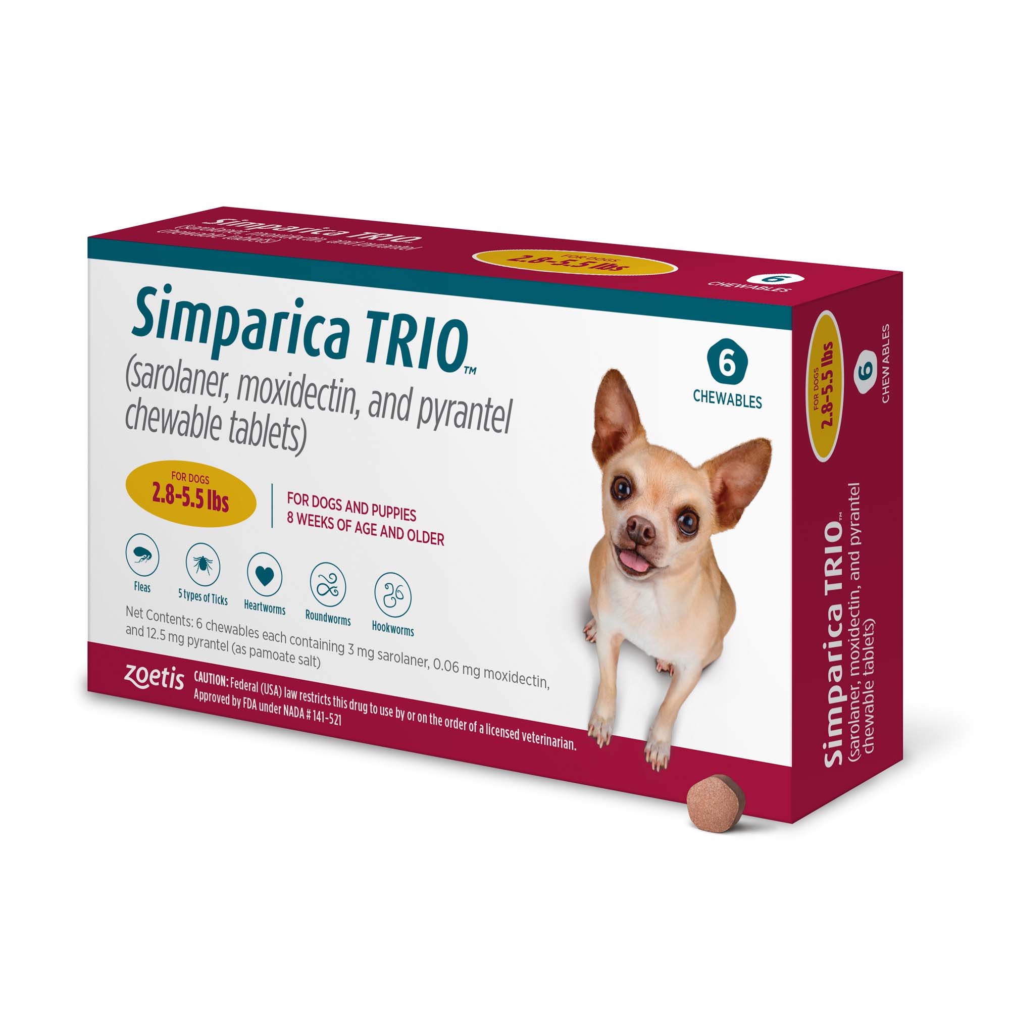 Simparica Trio 2.8-5.5 lbs. Dogs