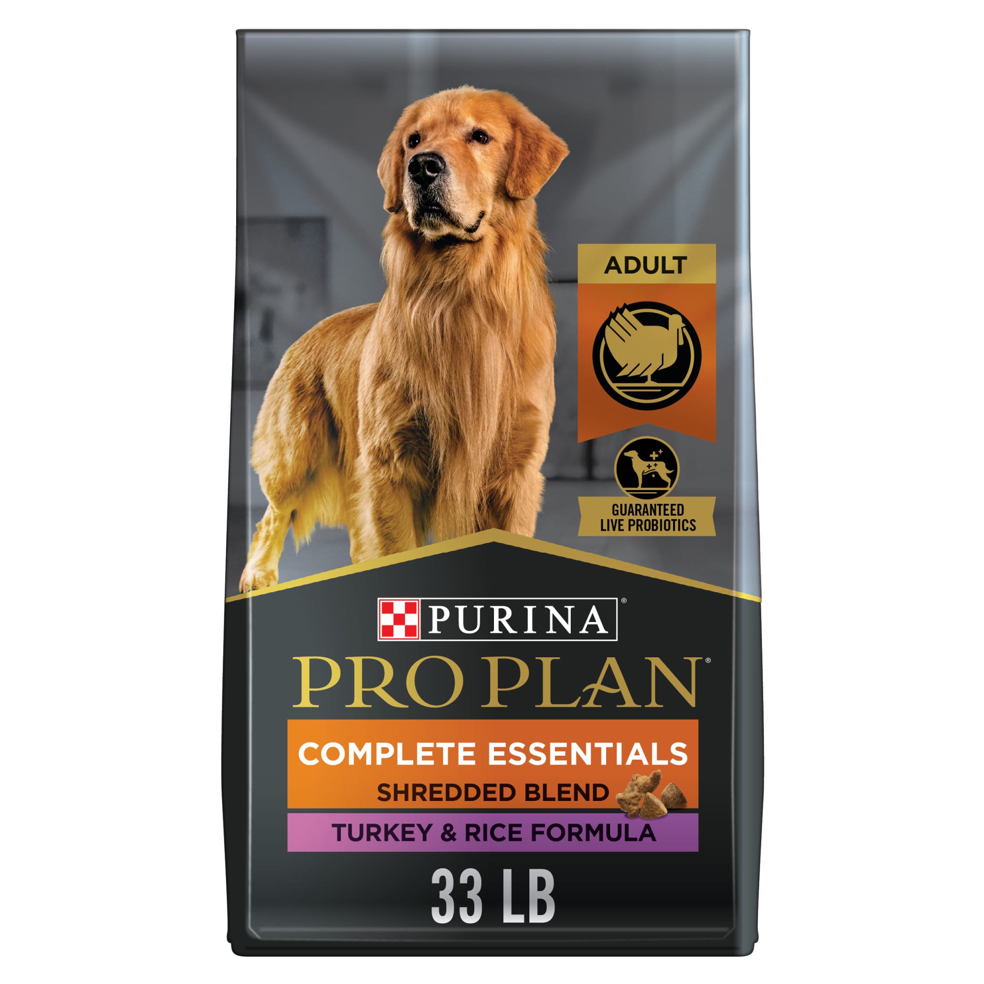 Purina Pro Plan High Protein Complete Essentials Shredded Blend Turkey & Rice Formula Adult Dry Dog Food, 33 lbs.